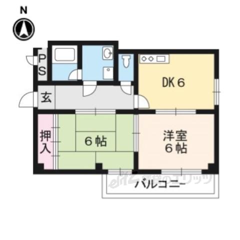 ラーク安田PARTⅠ(2DK/4階)の間取り写真