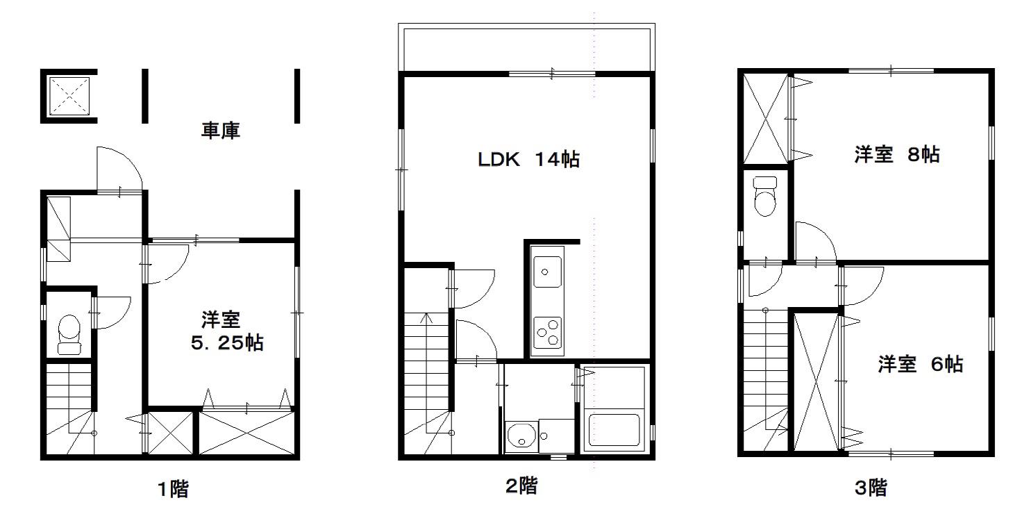 アクロス北花田(3LDK/1階)の間取り写真