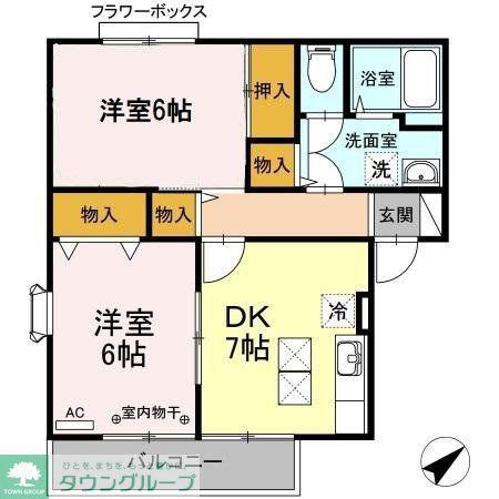 ガーデンヒル(2DK/1階)の間取り写真