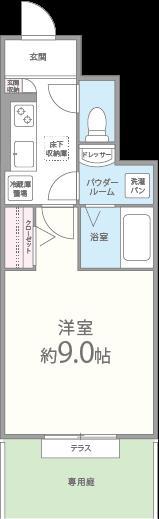ファシルカワト2(1K/1階)の間取り写真
