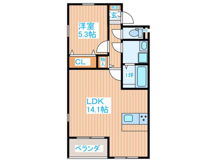 PERLA銀杏町(1LDK/1階)の間取り写真