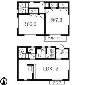 ナカミチ(2LDK/1階)の間取り写真