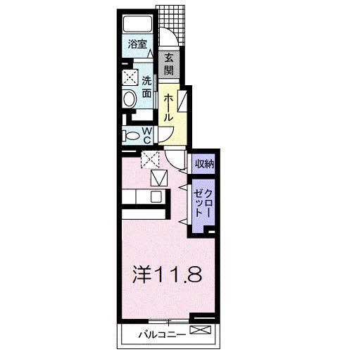 ベル ソレイユ A(ワンルーム/1階)の間取り写真