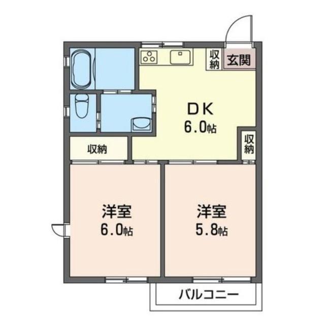 アネックス坂本B(2DK/2階)の間取り写真