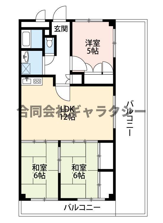 千里グランドハイツ宮脇(3LDK/4階)の間取り写真