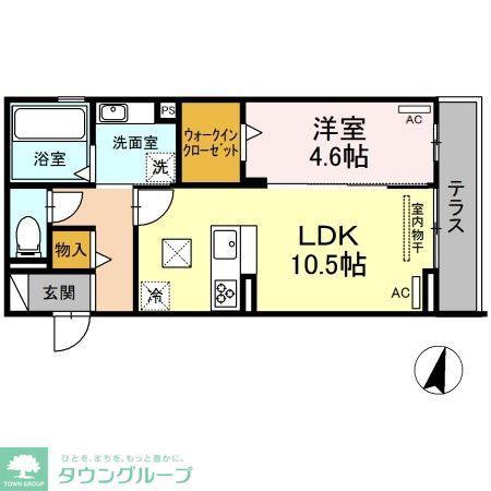 CASAウエスト(1LDK/1階)の間取り写真