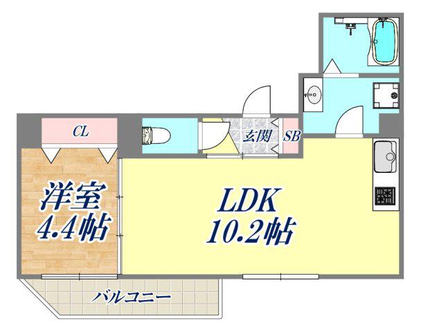 ソリティア西宮池田(1LDK/3階)の間取り写真