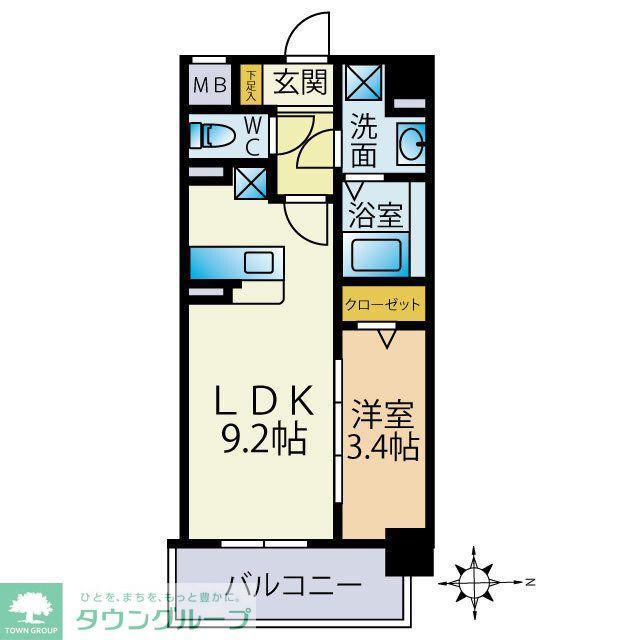 ウッドハーツ(1LDK/3階)の間取り写真