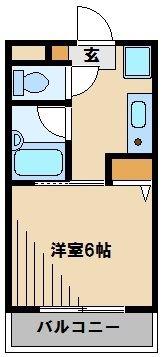 グランドール畑名(1K/2階)の間取り写真