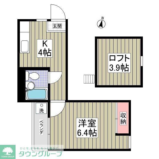 大宝ハイツ(1K/2階)の間取り写真