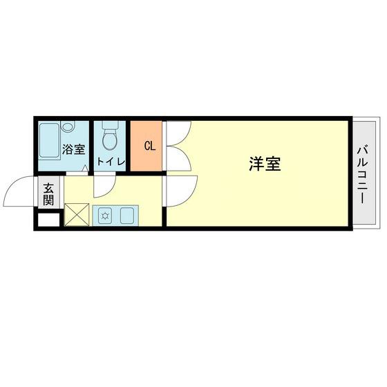 シャロームS(1K/2階)の間取り写真