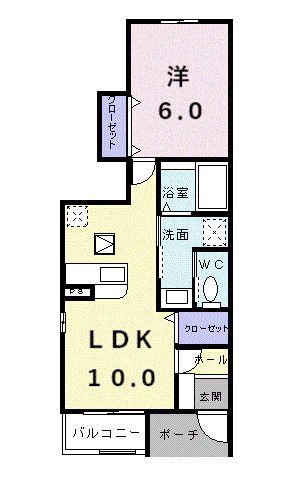 ソレイユ 23(1LDK/1階)の間取り写真