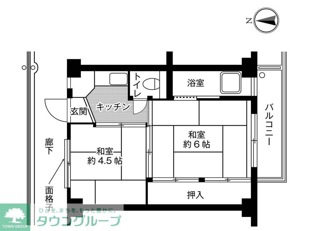 ビレッジハウス郷地3号棟(2K/3階)の間取り写真