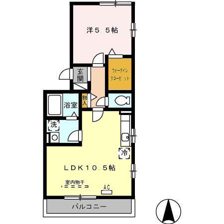 エスポアール(1LDK/2階)の間取り写真