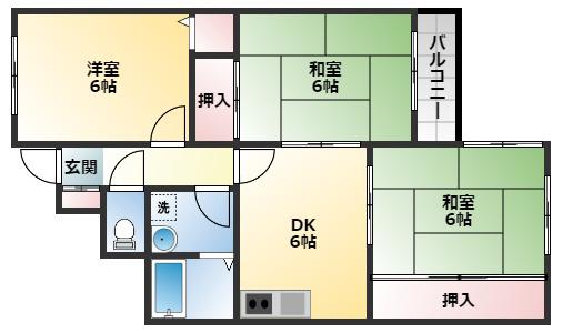 ウエストリバーハイツ(3DK/2階)の間取り写真
