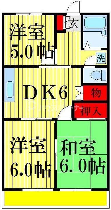 第1サンパレス(3DK/2階)の間取り写真
