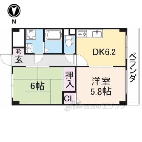 Mプラザ楠根 弐番館(2DK/9階)の間取り写真