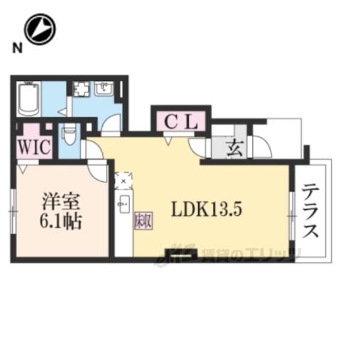 シャンヴィルⅢ番館(1LDK/1階)の間取り写真