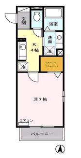 サンベルテ菅沼I(1K/1階)の間取り写真
