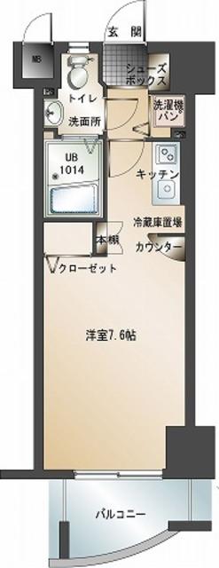 エンクレスト天神東(ワンルーム/11階)の間取り写真