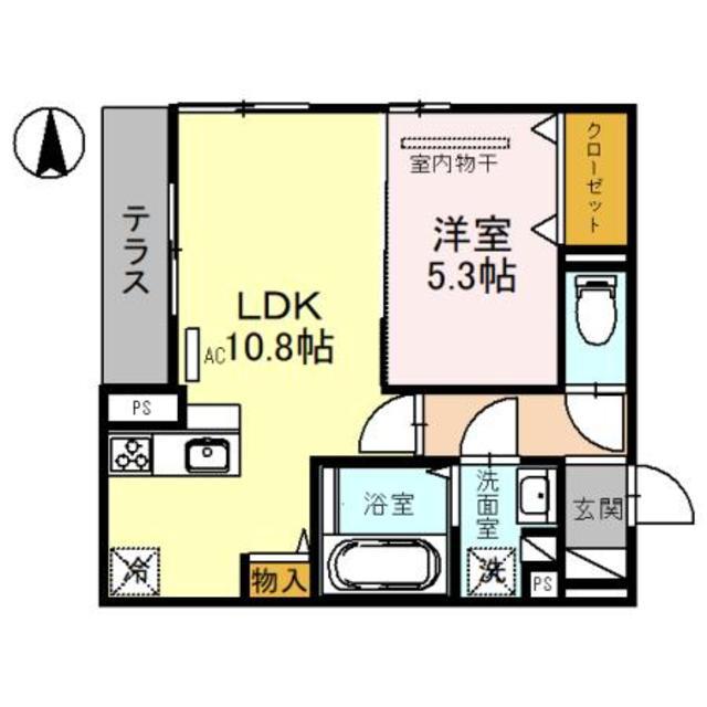 エクレール シエル(1LDK/1階)の間取り写真