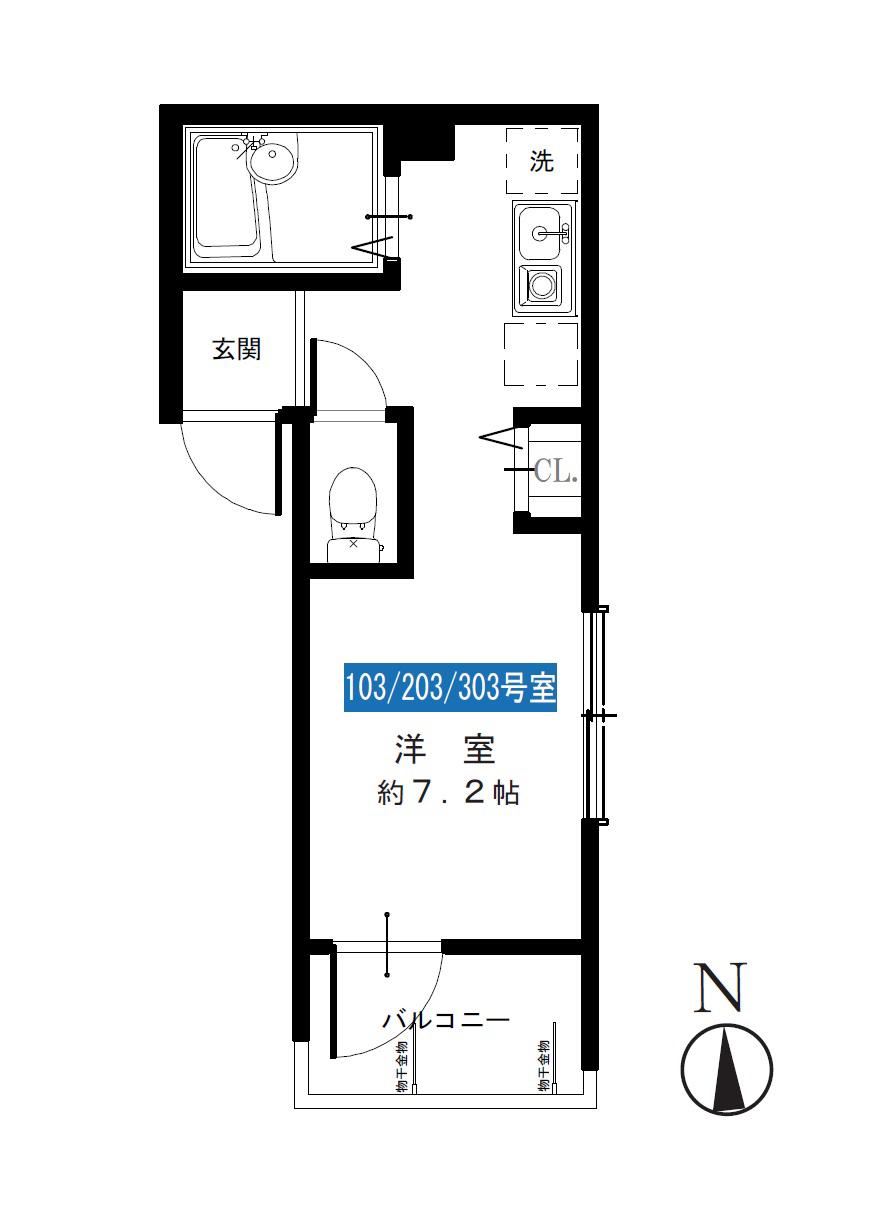 ゴールデンハウス(1K/3階)の間取り写真