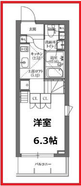 プライムフォレシタ(1K/2階)の間取り写真