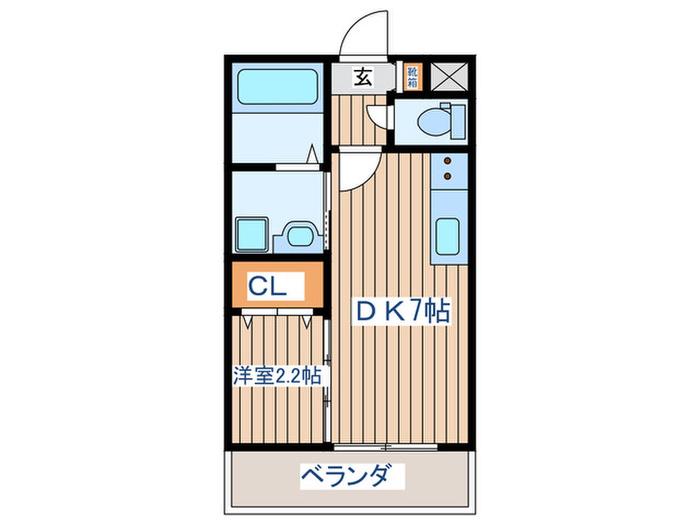 アルバ北仙台(1DK/1階)の間取り写真