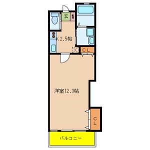 ブランヴェール(1K/1階)の間取り写真