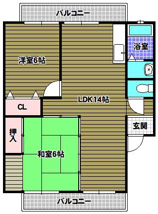 三晃マンション(2LDK/3階)の間取り写真