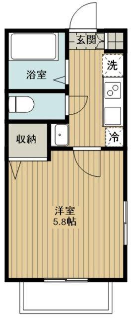 グランクオール東伏見(1K/2階)の間取り写真