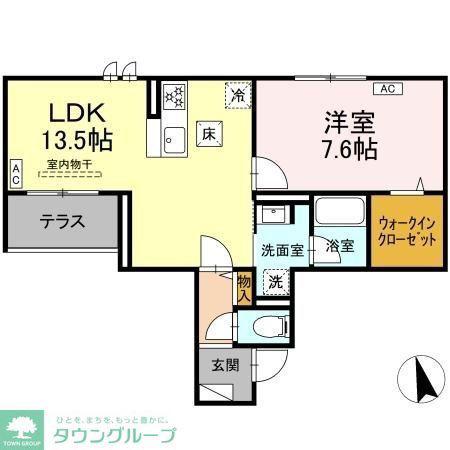 レジデンス オークリーフ(1LDK/1階)の間取り写真