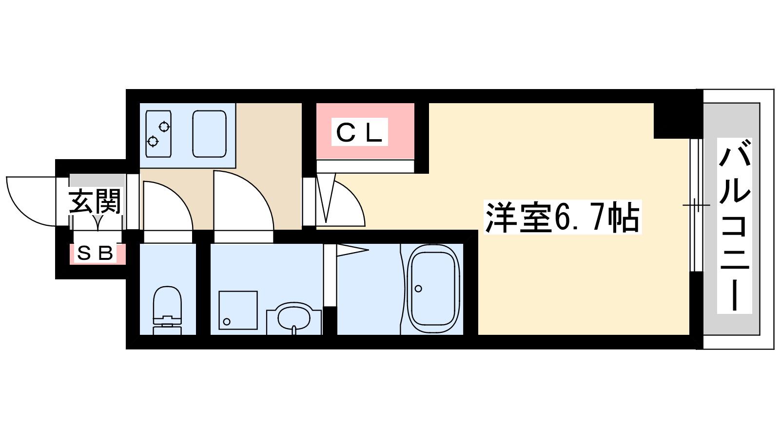 マキシブクロスエサカ(1K/5階)の間取り写真