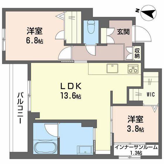 リオ・ルシオル(2LDK/3階)の間取り写真