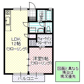 セジュール吉備(1LDK/2階)の間取り写真