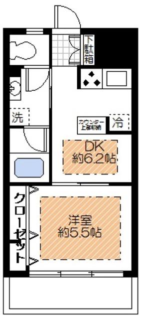 アール・ケープラザ横浜Ⅲ(1DK/9階)の間取り写真