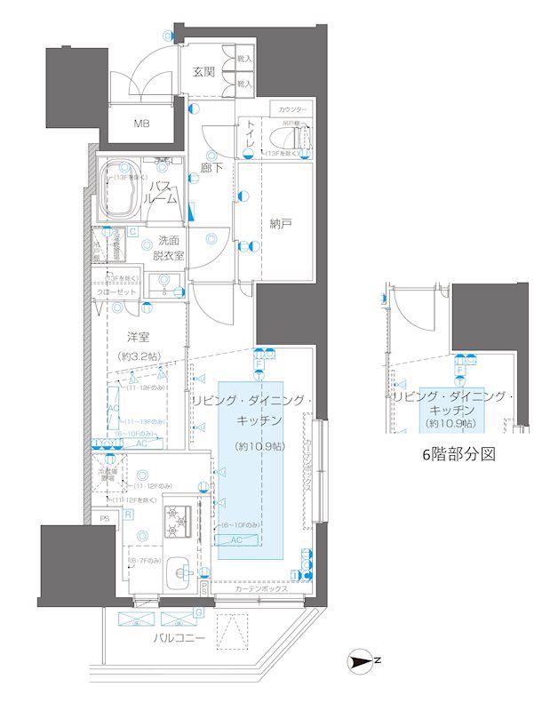 ZOOM信濃町 ZOOM信濃町(1LDK/6階)の間取り写真