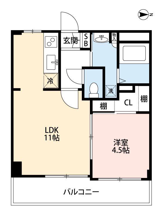 熊本駅南マンション(1LDK/6階)の間取り写真
