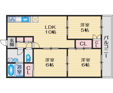 アンハウス(3LDK/1階)の間取り写真