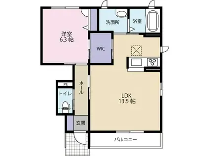 メルベーユ(1LDK/1階)の間取り写真