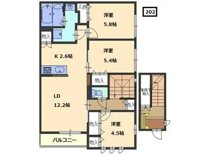 エルメゾンニットー(3LDK/2階)の間取り写真