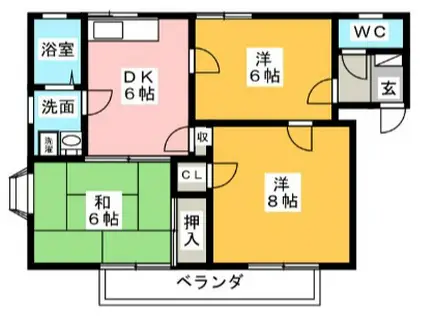 コーポルークワットA(3DK/2階)の間取り写真