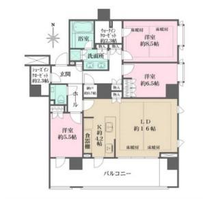 広尾ガーデンフォレスト H棟(3LDK/3階)の間取り写真