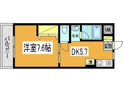 Tフラッツ(1DK/2階)の間取り写真