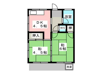 豊荘(2DK/1階)の間取り写真