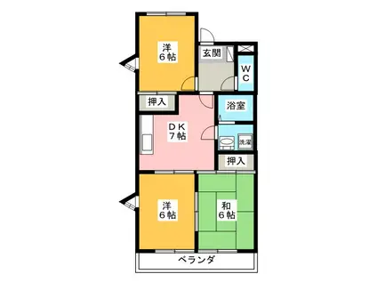 ハイツ須賀(3DK/3階)の間取り写真