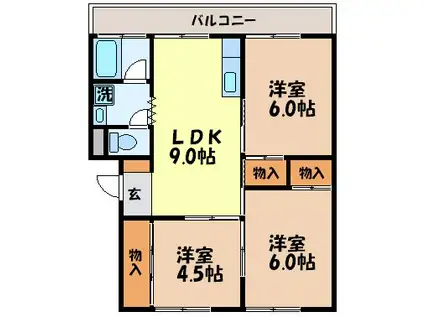 昭和グリーンハイツ(3LDK/1階)の間取り写真