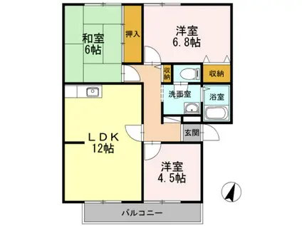 サンビレッジ 3(3LDK/2階)の間取り写真