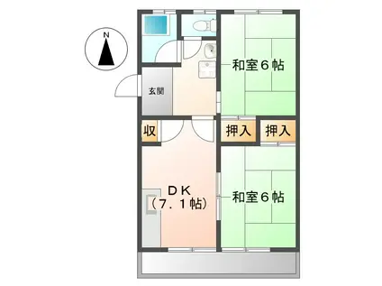 当新田マンション(2DK/2階)の間取り写真