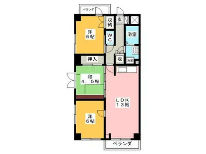 ハイツ秋桜(3LDK/3階)の間取り写真